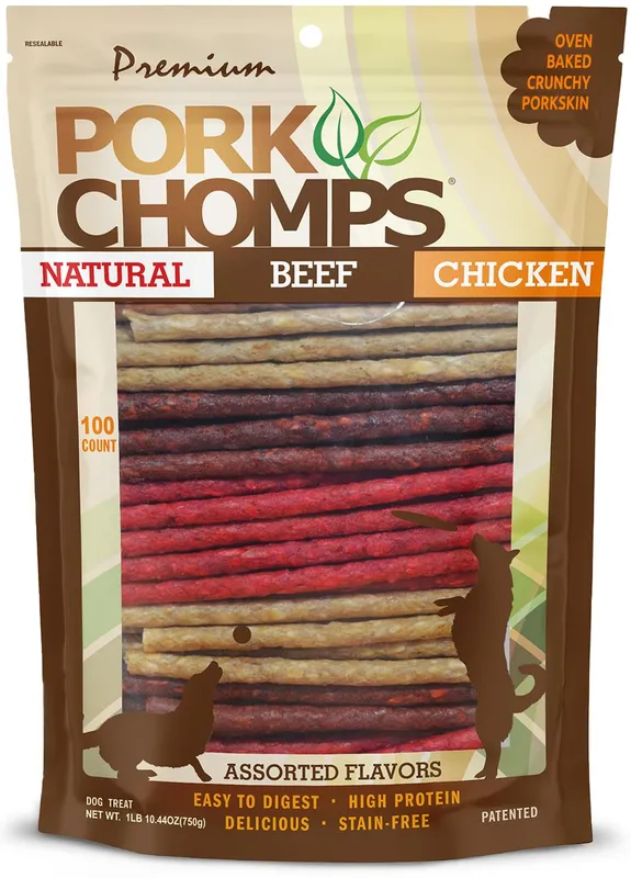 Pork Chomps Dog Chews 100ct, 5-inch Munchy Sticks