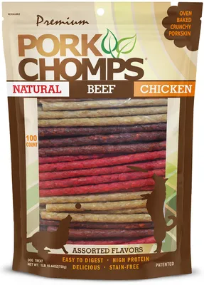 Pork Chomps Dog Chews 100ct, 5-inch Munchy Sticks