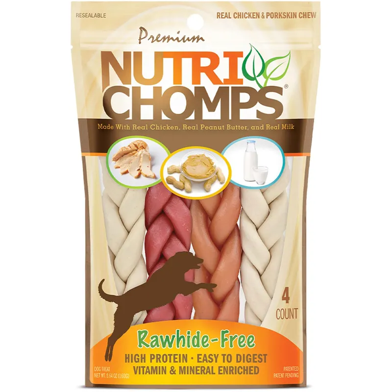 NutriChomps Dog Chews 6-inch Braids, 4 Count
