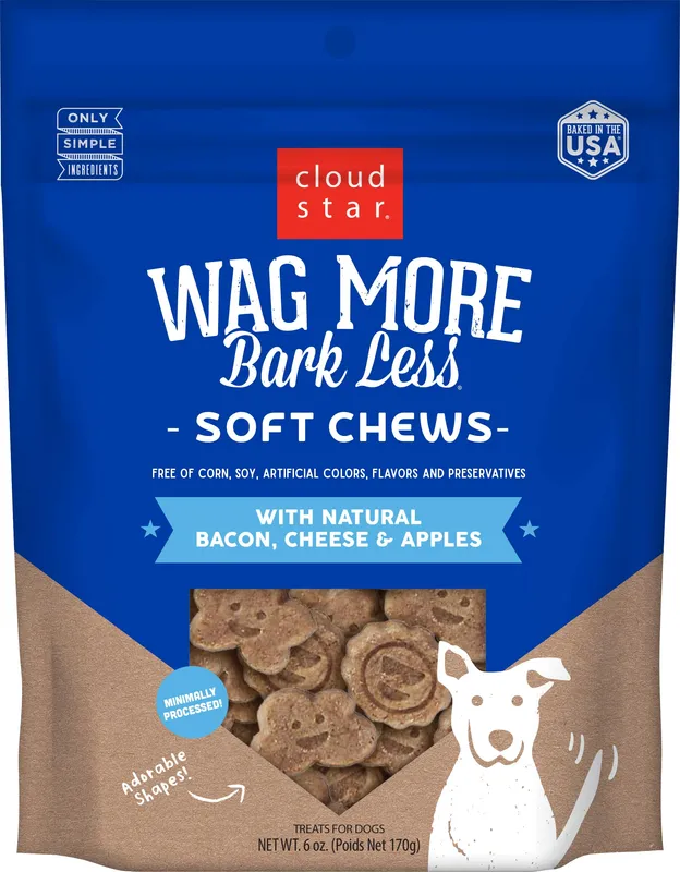 Cloud Star Wag More Bark Less Soft Chews Dog Treats, Bacon Cheese & Apple, 6oz
