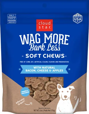 Cloud Star Wag More Bark Less Soft Chews Dog Treats, Bacon Cheese & Apple, 6oz