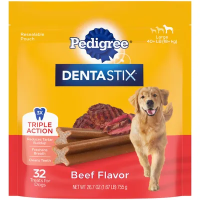 Pedigree Dentastix Large Breed Dog Treats, 1.67 lb Beef Flavor