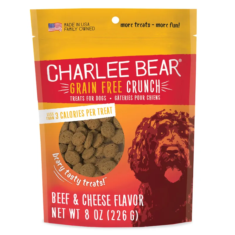 Charlee Bear Crunch Grain Free Dog Treats, Beef & Cheese, 8oz