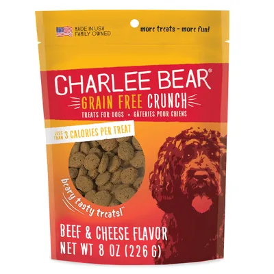Charlee Bear Crunch Grain Free Dog Treats, Beef & Cheese, 8oz