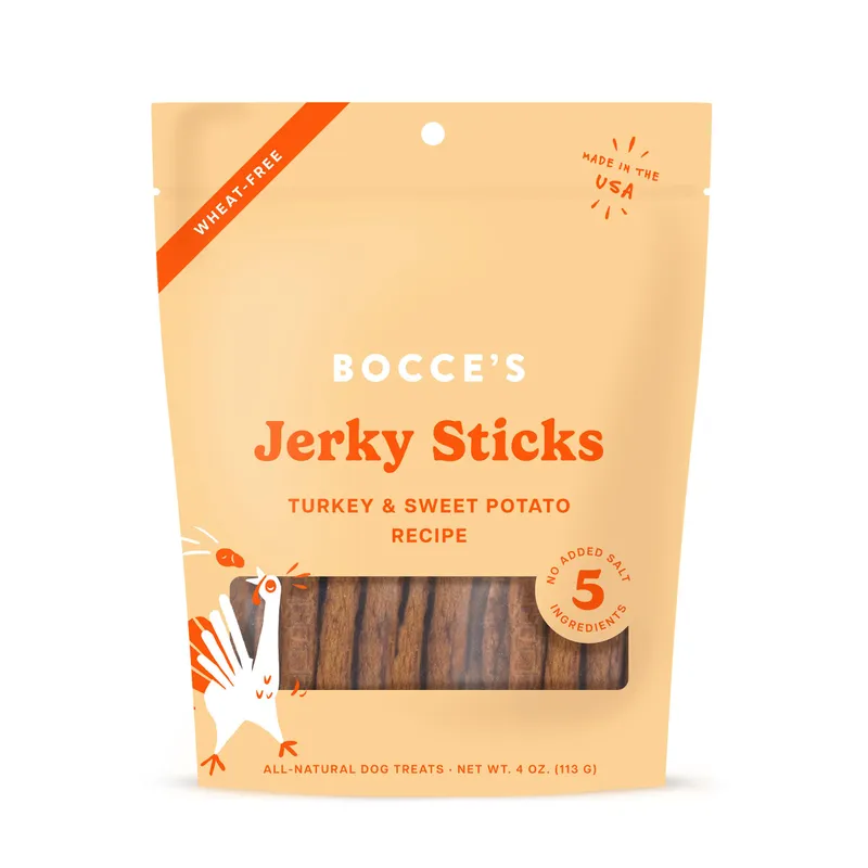 Bocce's Bakery Jerky Stick Dog Treats, 4oz (Turkey & Sweet Potato)