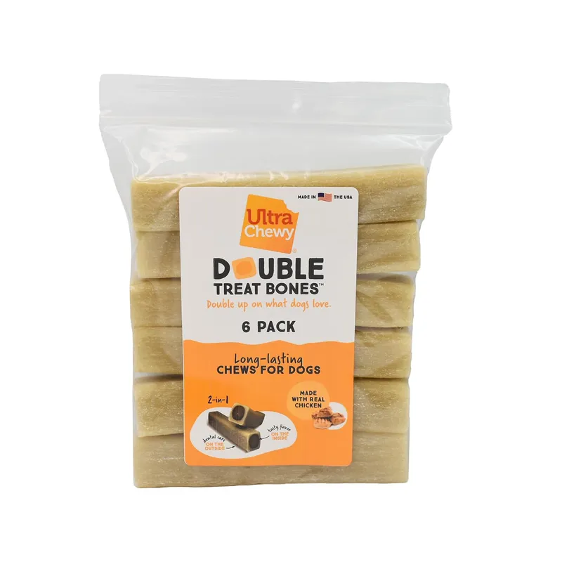 Ultra Chewy Chicken Double Treat Bones 2.8oz (Pack of 6)