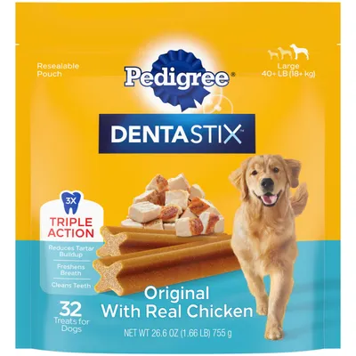 Pedigree Dentastix Large Breed Dog Treats, 32 Count