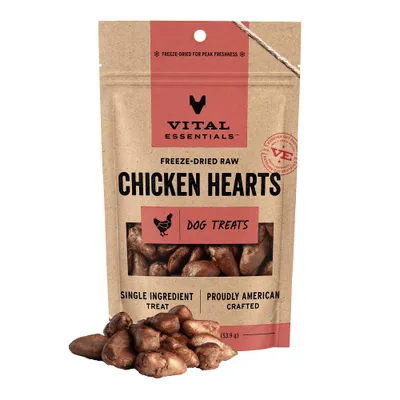 Vital Essentials Chicken Hearts Dog Treats 1.9oz