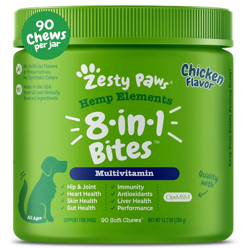 Zesty Paws 8-in-1 Bites with Hemp 90 Count