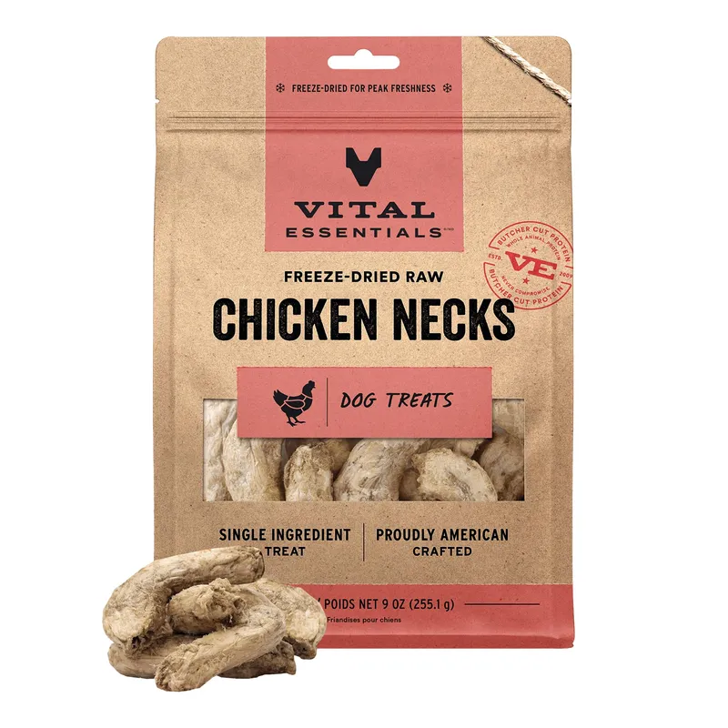 Vital Essentials Chicken Necks Dog Treats 9oz