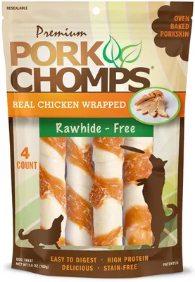 Pork Chomps Chicken Wrap Dog Chews, 6-inch, 4 Count