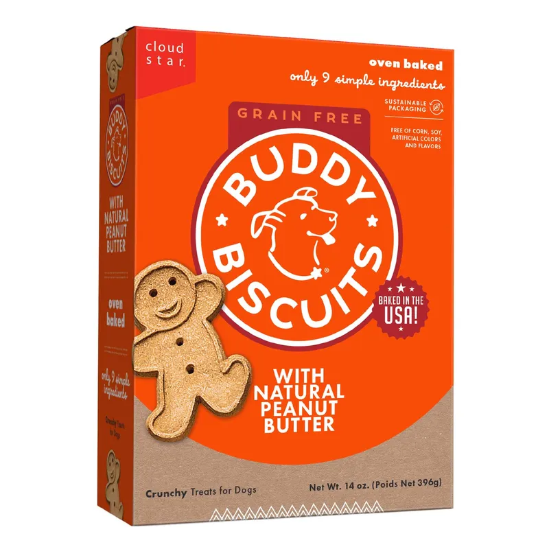 Cloud Star Buddy Biscuits 14oz Grain-Free Peanut Butter Dog Treats