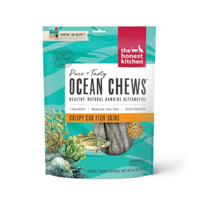 The Honest Kitchen Ocean Chews Cod Fish Skins Dog Treats, 5.5oz