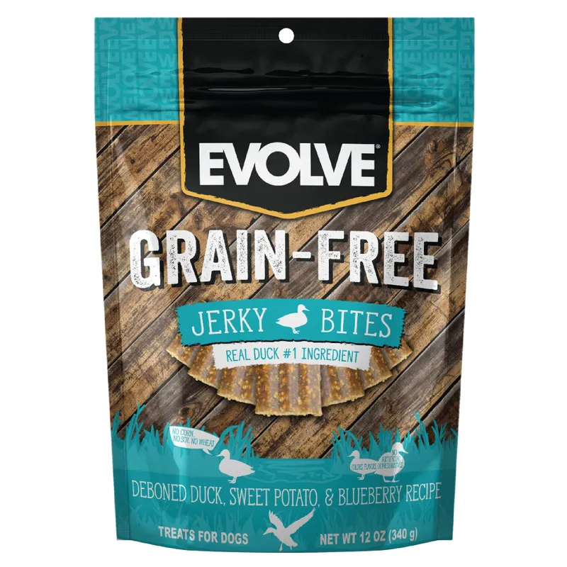 Evolve Grain Free Duck Jerky Bites 12oz