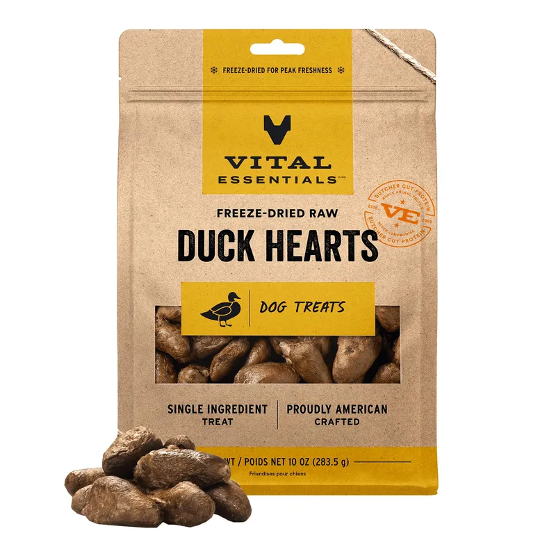 Vital Essentials Duck Hearts Dog Treats 10oz