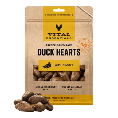 Vital Essentials Duck Hearts Dog Treats 10oz