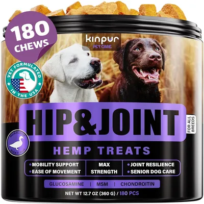 Kinpur Pet Care Hemp Joint Supplement 180 Dog Chews, Duck