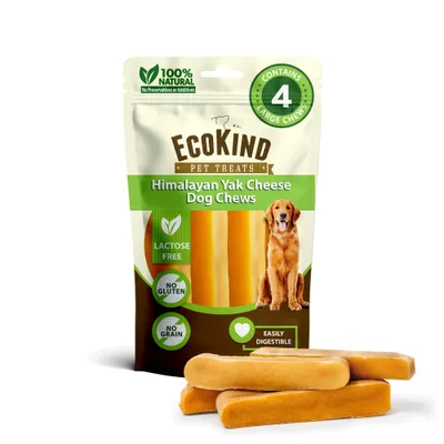 EcoKind Yak Cheese Dog Chews, Large 4-Pack (1 lb)
