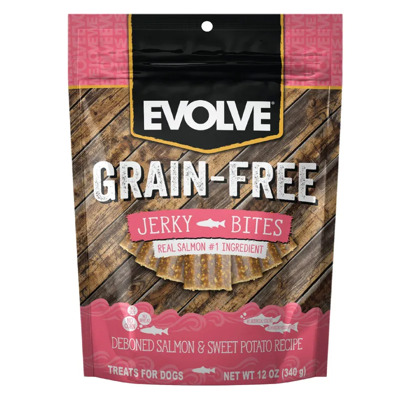 Evolve Grain Free Salmon Jerky Bites Dog Treats 12oz