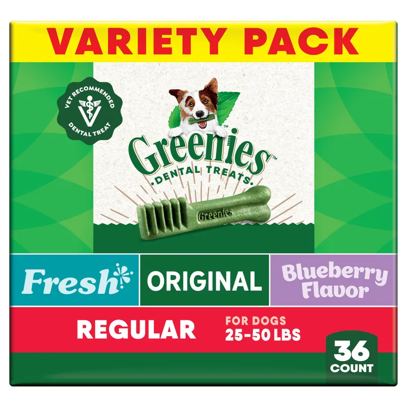 Greenies Adult Dental Dog Treats, 36 Count Variety Pack