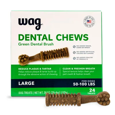 WAG Dental Chews for Large Dogs, 24 Count