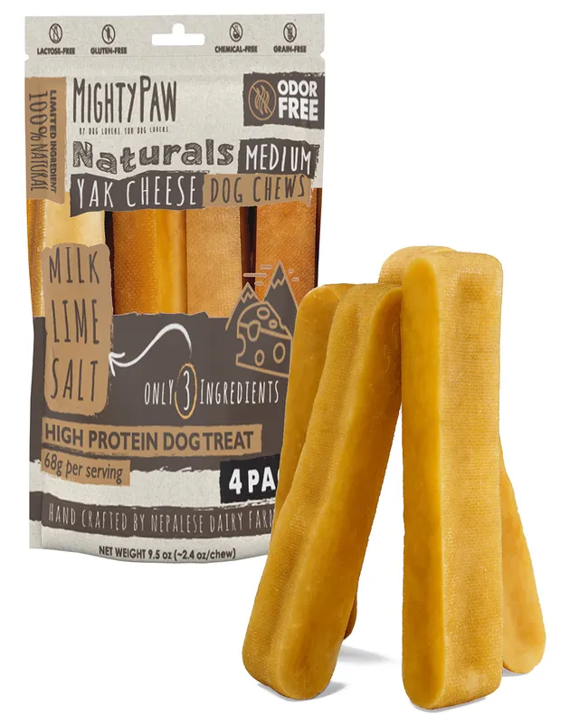 Mighty Paw Yak Cheese Chews - Medium 4 Pack