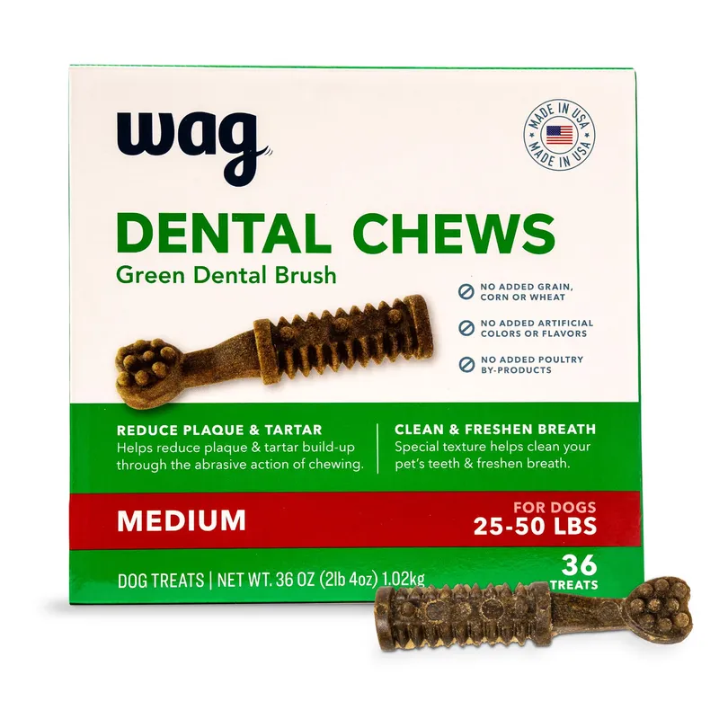 WAG Dental Dog Treats for Medium Dogs, 36 Count