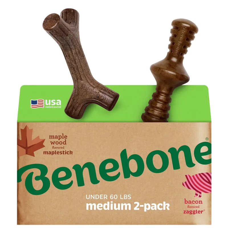 Benebone 2-Pack Medium Maplestick/Zaggler Dog Chew Toys