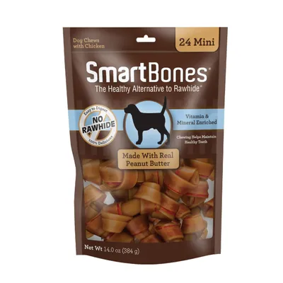 SmartBones Mini Peanut Butter Chews 14oz, 24 Count