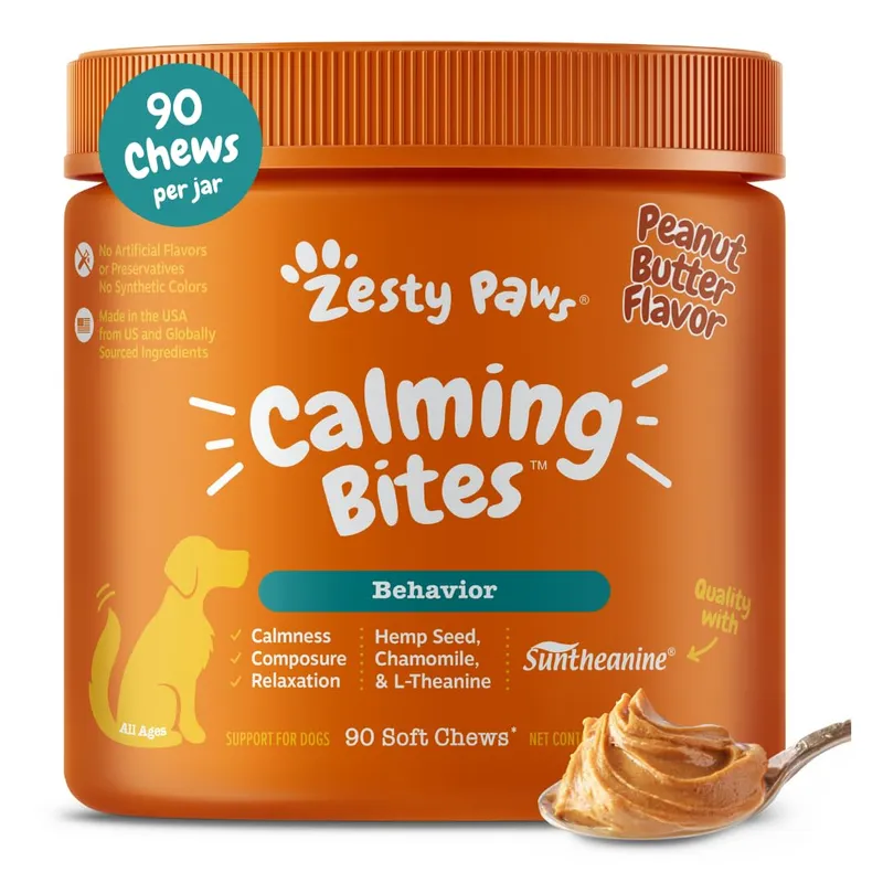 Zesty Paws Calming Chews for Dogs, Peanut Butter 90 Count