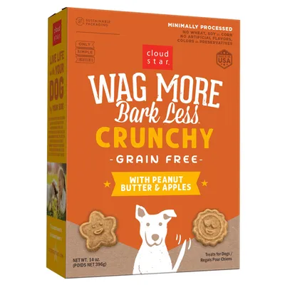 Cloud Star Wag More Bark Less Crunchy Dog Treats, Peanut Butter & Apples, 14oz