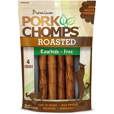 Pork Chomps Roasted Pork Skin Dog Chews, 6-inch, 4 Count