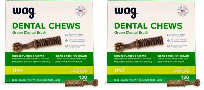 WAG Dental Dog Treats for Tiny Dogs, 8.13 Pound (Pack of 2)