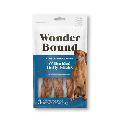 Wonder Bound Braided Bully Sticks, 6 inch (3 Count)