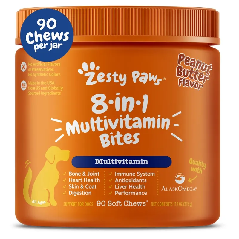 Zesty Paws Multivitamin Treats 90ct, Peanut Butter