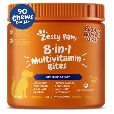 Zesty Paws Multivitamin Treats 90ct, Peanut Butter